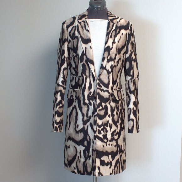 Diane Von Furstenberg Animal Print Coat - Size 4 - Picture 1 of 8